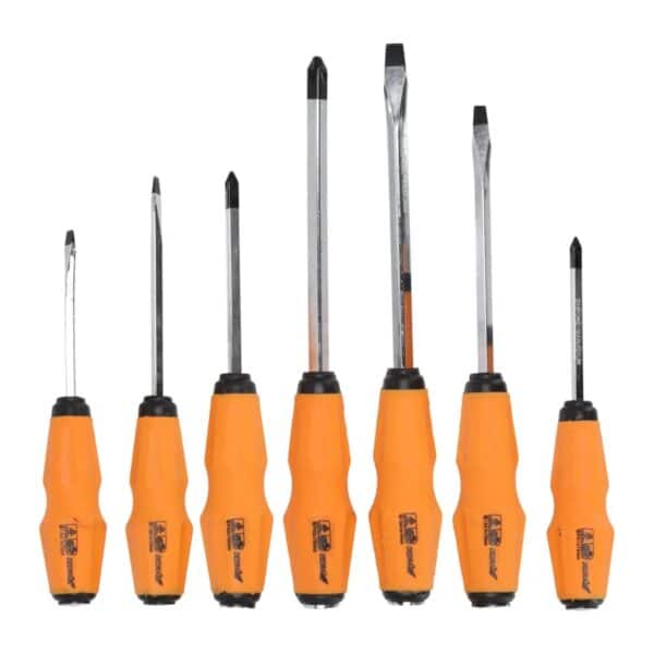 Set 7 șurubelnițe de impact CrV cu vârf magnetic și mâner cauciucat