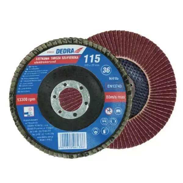 Disc lamelar abraziv 115 mm P80 pentru oțel și rugină DEDRA