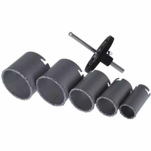 Set carote cu carbură 33-73 mm cu burghiu ghidare și HEX