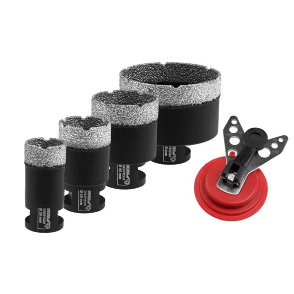 Set 4 carote diamantate M14 28-68 mm cu ghidaj pentru lucru curat
