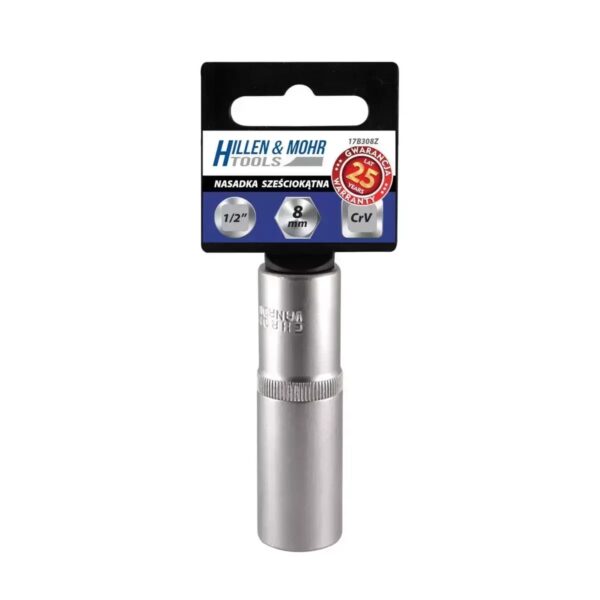 Capăt tubular lung hexagonal 1/2" 10 mm CrV pentru zone dificile