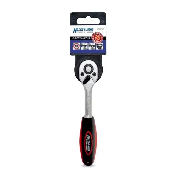 Clichet drept Hillen & Mohr 1/4", 72 dinți, Oțel CrV 6140, 150mm
