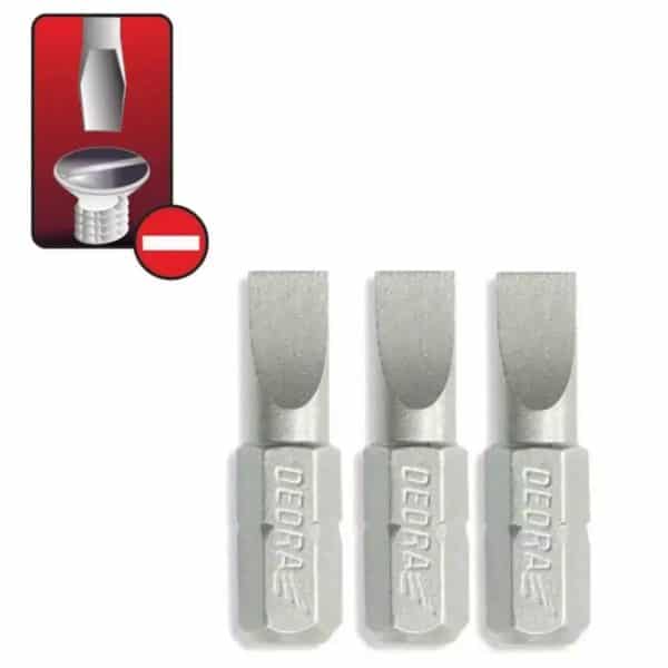 Capete șurubelniță plane Dedra SL 6.5x25mm, set 3 bucăți