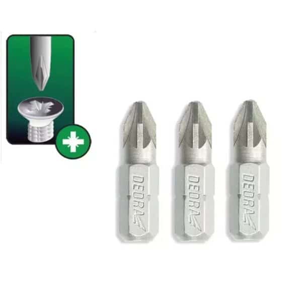 Capete șurubelniță Pozidriv Dedra PZ3x25mm, set 3 bucăți