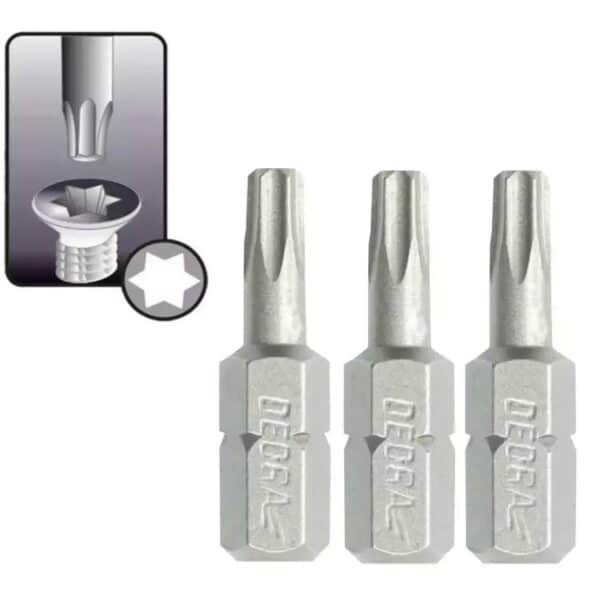 Capete șurubelniță Torx Dedra T15x25mm, set 3 bucăți