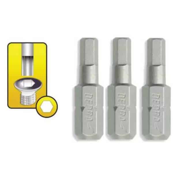 Capete șurubelniță Hex Dedra H4x25mm, set 3 bucăți