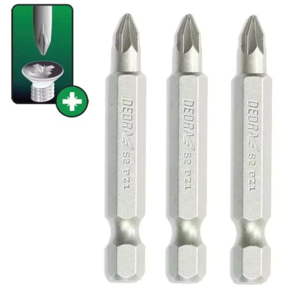 Capete șurubelniță Pozidriv Dedra PZ2x50mm, set 3 bucăți