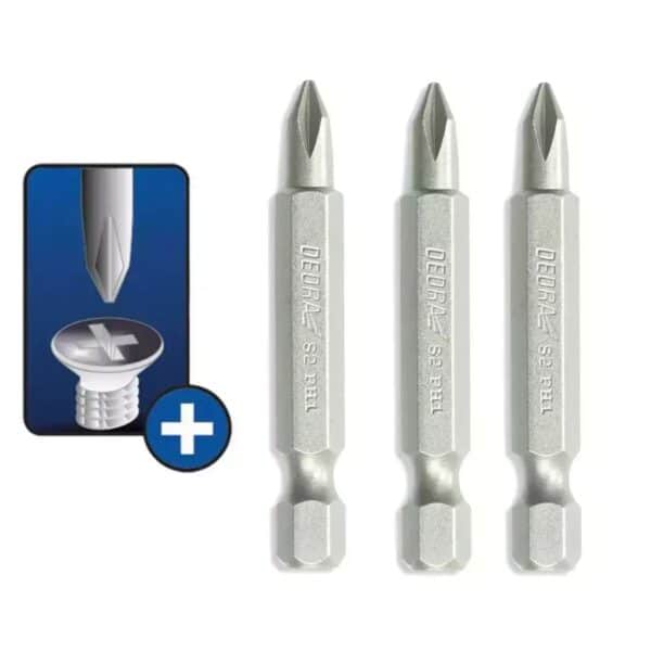 Capete șurubelniță Phillips Dedra PH2x50mm, set 3 bucăți