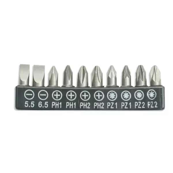 Set 10 biți șurubelniță 25 mm SL/PH/PZ, prindere HEX
