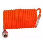 Furtun pneumatic spirală PE 5 m PANSAM, 8/5 mm, 12 bar, cu cuplaje rapide
