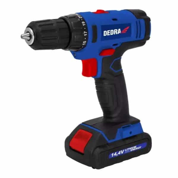 Mașină de găurit cu acumulator 14,4V, 2x1,5Ah și LED DEDRA