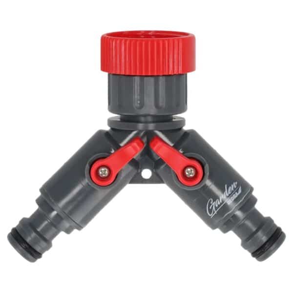 Conector dublu pentru robinet 3/4"-1" cu reglaj debit, pe card