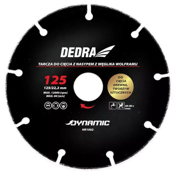 Disc tăiere lemn și plastic 125x22.2 mm cu carbură tungsten