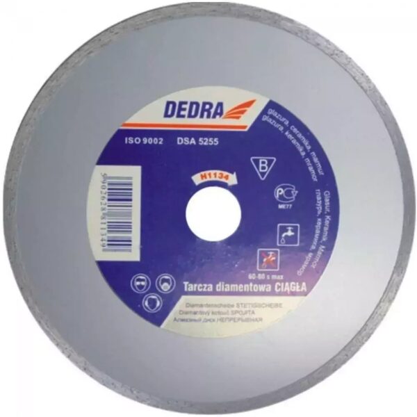 Disc diamantat continuu 115 mm pentru gresie și marmură DEDRA