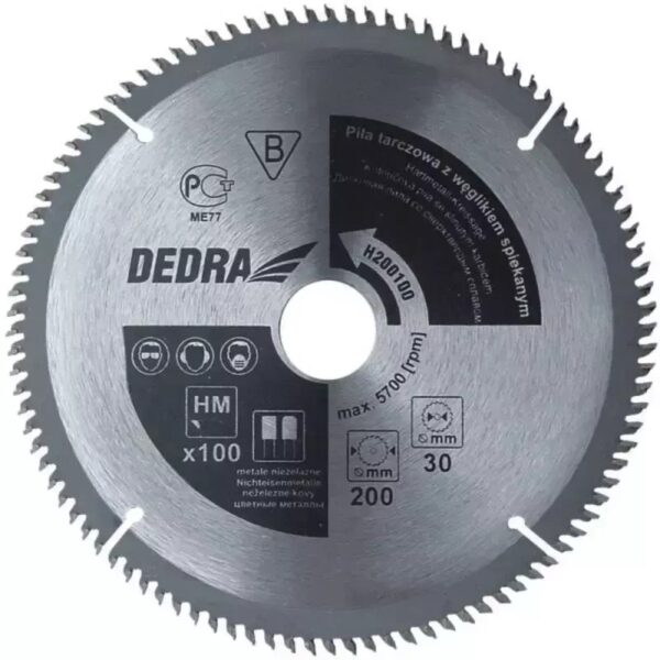 Pânză circulară cu carburi pentru aluminiu 250x100x30 mm, tăiere curată