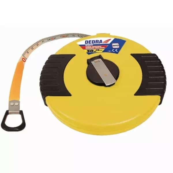 Ruletă cu bandă fibră de sticlă 10 m x 13 mm pentru teren DEDRA