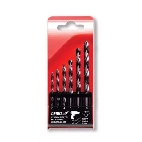 Set 6 burghie HSS pentru metal 2-8 mm, din oțel 4341 pentru atelier