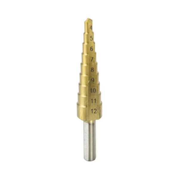 Burghiu treptat HSS TiN 4-12 mm pentru metal, găurire precisă