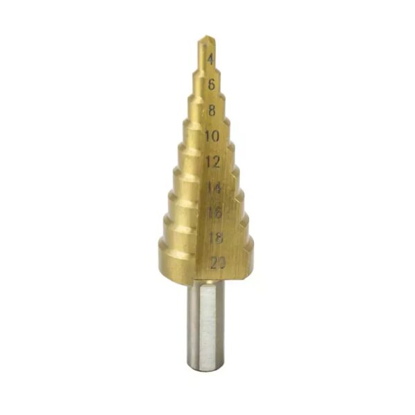 Burghiu treptat HSS TiN 4-20 mm pentru metal, găurire precisă