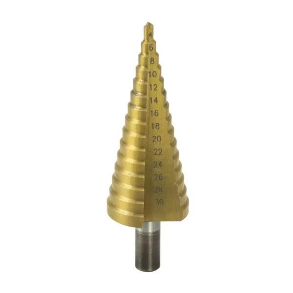 Burghiu treptat HSS TiN 4-30 mm pentru metal, găurire precisă