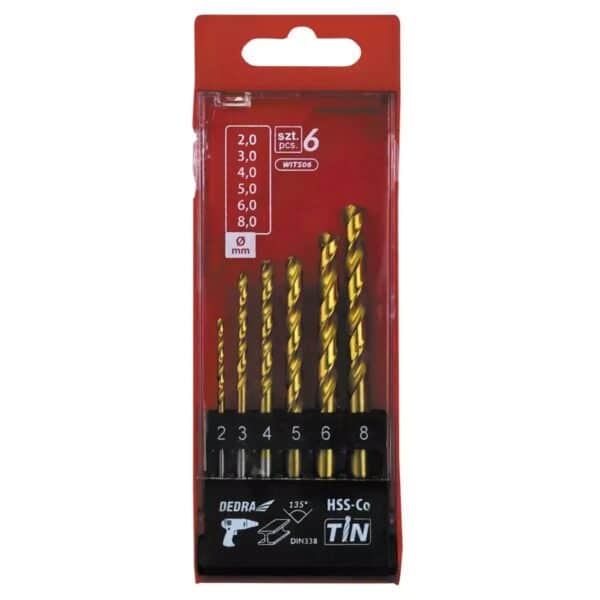 Set 6 burghie metal HSS cobalt TiN, 135°, pentru găurire precisă