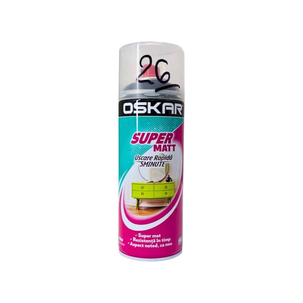 Vopsea spray albă mată Oskar Super Matt, uscare rapidă