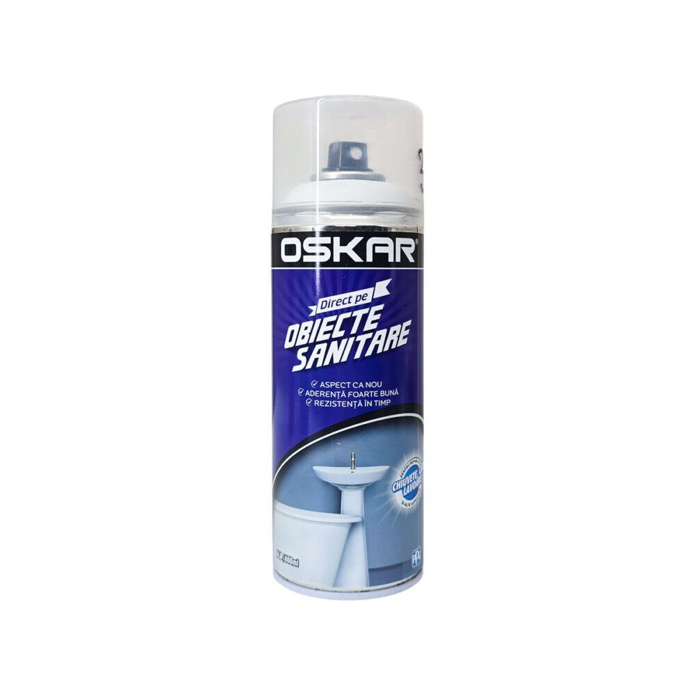 Vopsea spray alb sanitar OSKAR pentru baie și obiecte sanitare