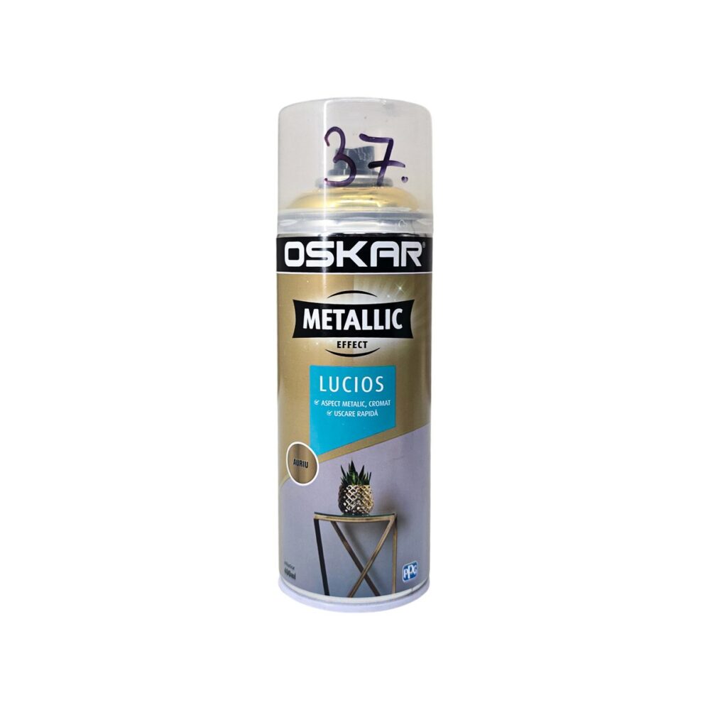 Vopsea spray metalică auriu lucios Oskar pentru diverse aplicații
