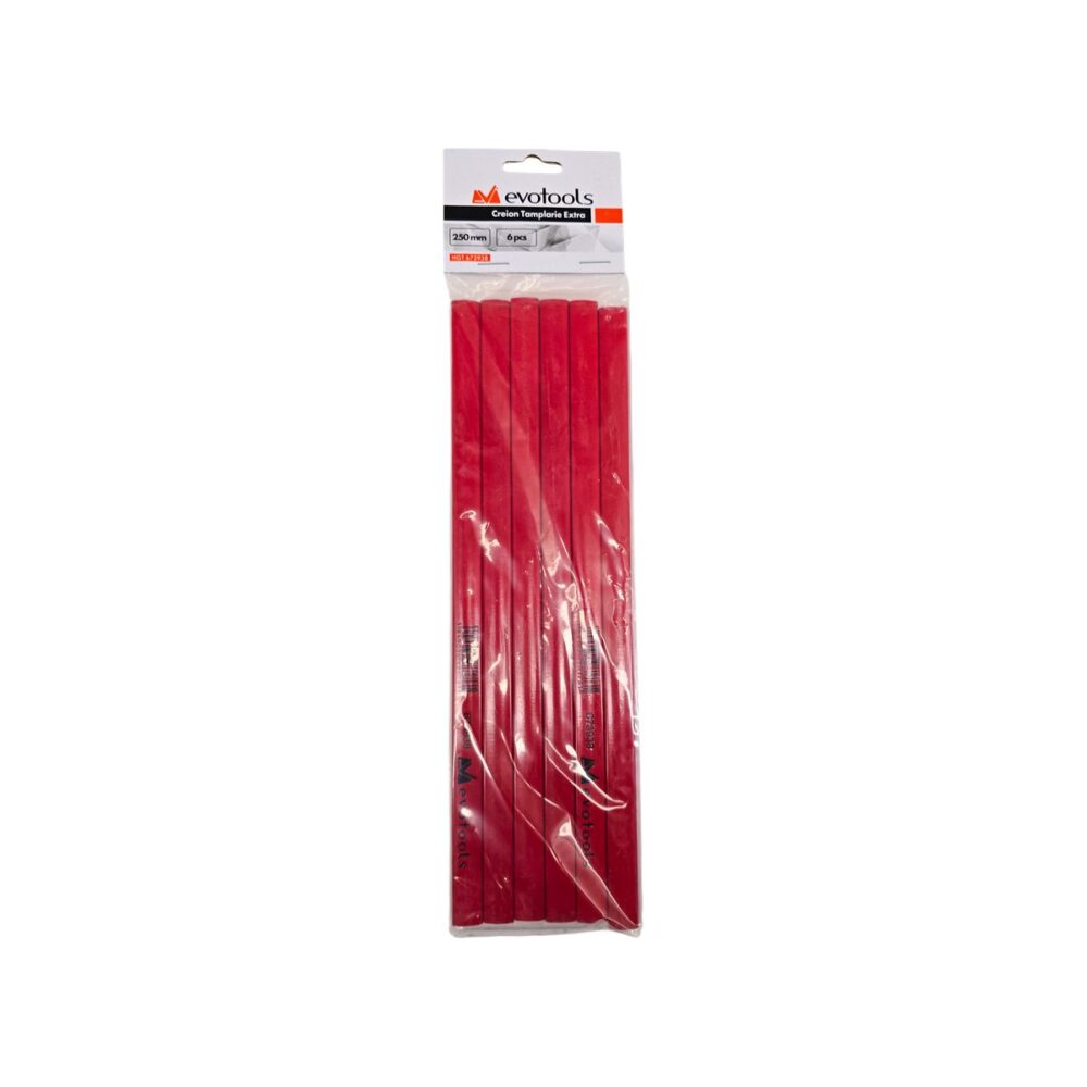 Creioane tâmplărie evotools Extra, set 6 bucăți, culoare roșie