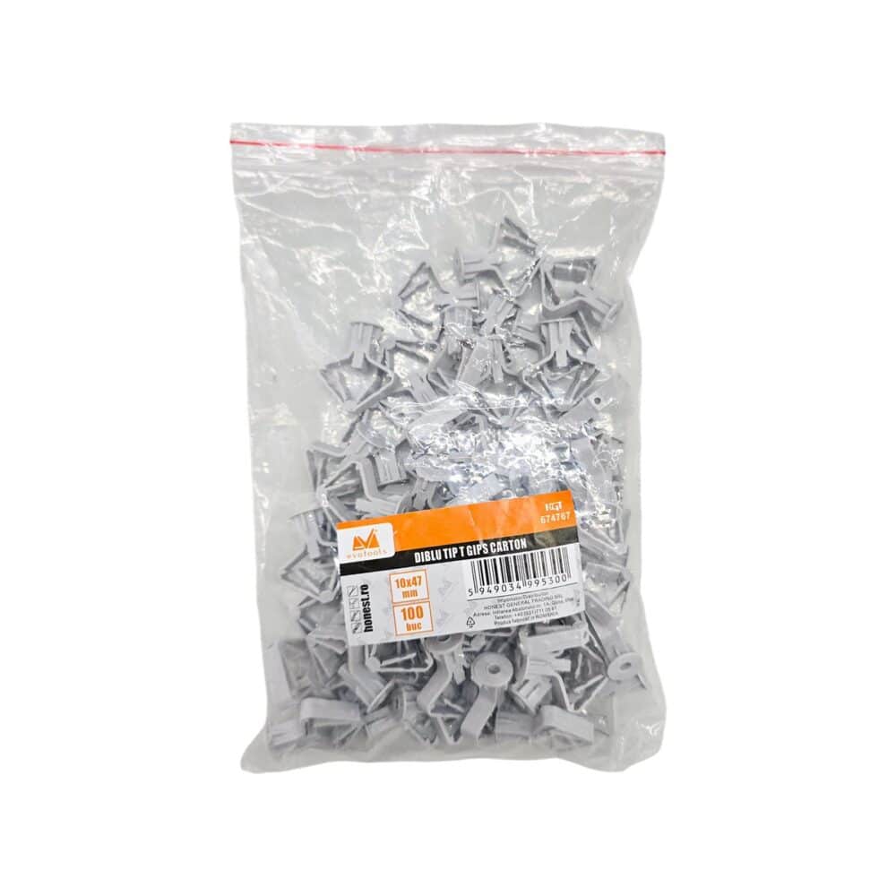 Evotools dibluri tip T pentru gips carton, set 100 bucăți