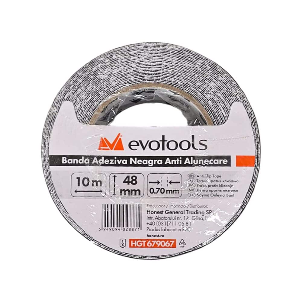 Banda adeziva neagra anti-alunecare evotools, 48mm latime