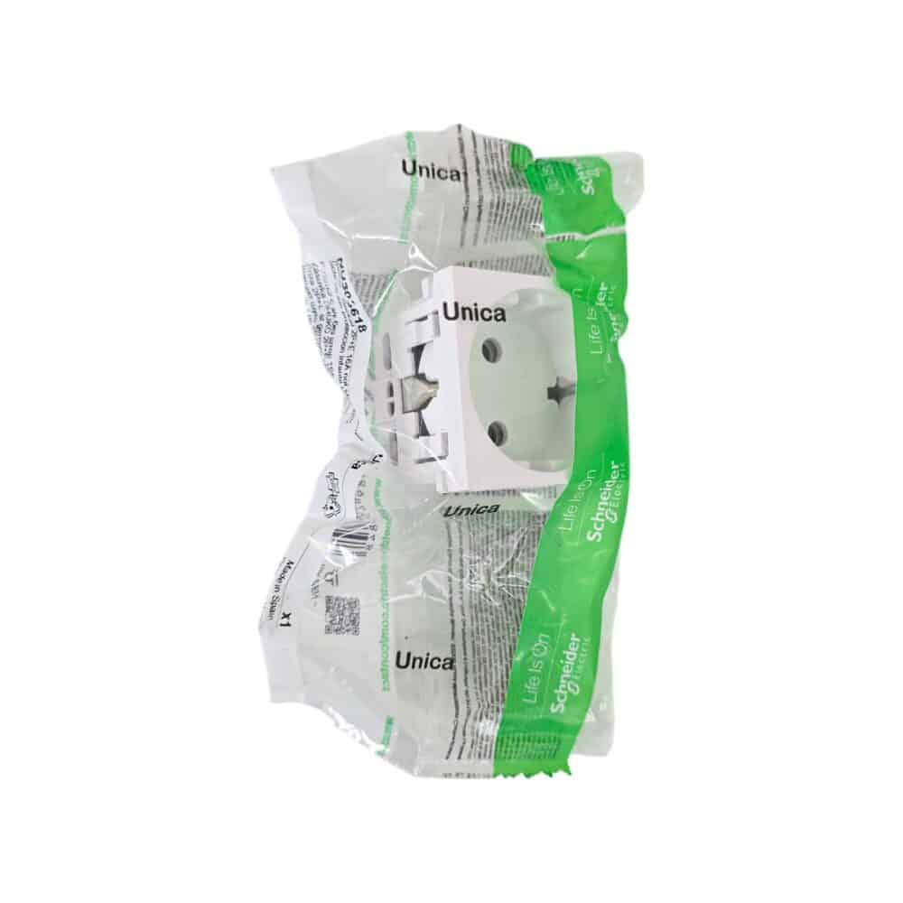 Schneider Electric priză Schuko Asfora albă, 2P+E pentru instalații electrice