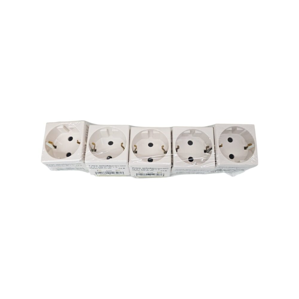 Priză Schuko albă COMTEC 2000 INC SRL, model MF0012-04042 pentru instalații electrice.