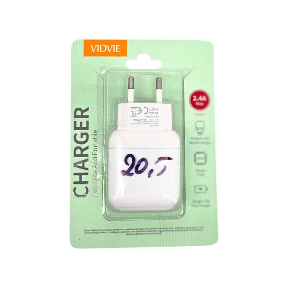 Încărcător USB VIDVIE CE12, alb, cu porturi USB-A și USB-C