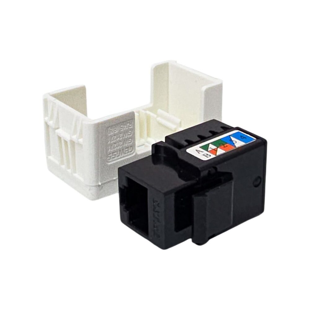 Conector RJ45 GEWISS System CAT.5e, negru, pentru rețele de date.