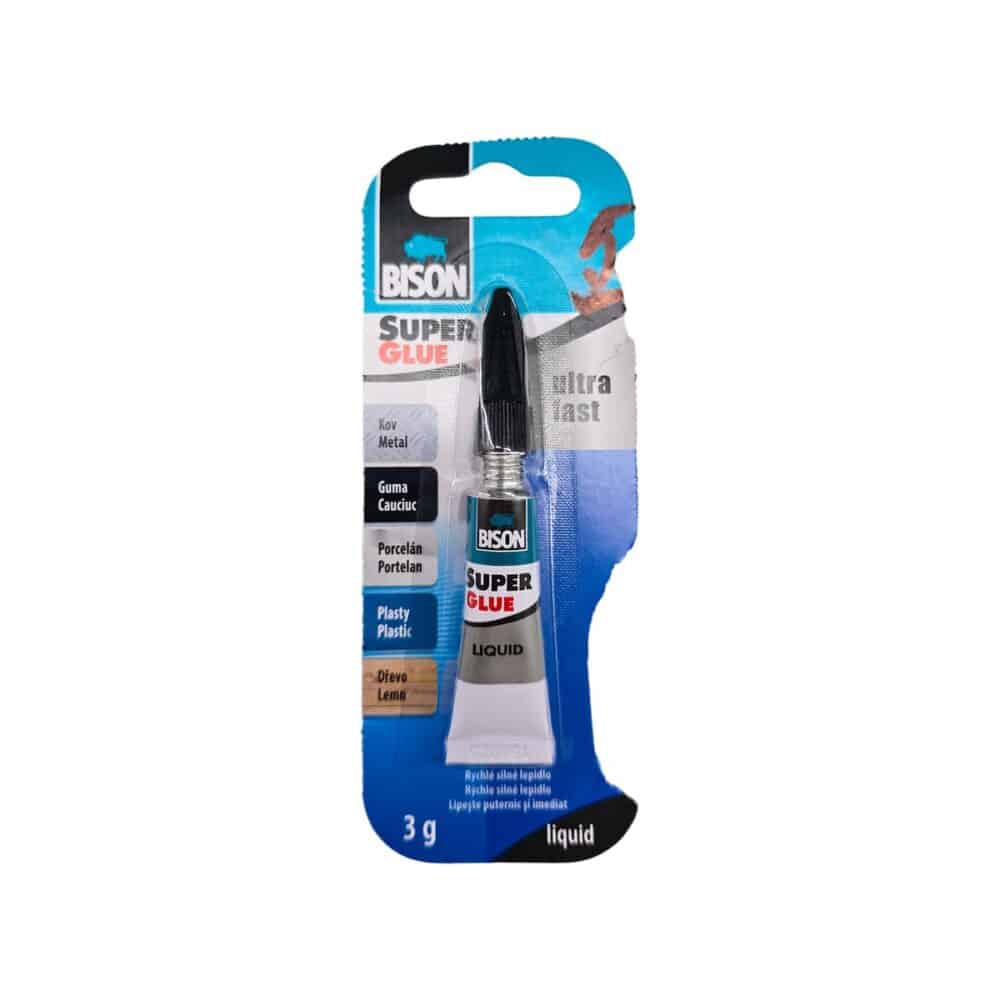 Adeziv cianoacrilic BISON SUPER GLUE, recipient mic, lipire rapidă