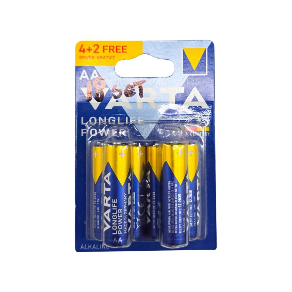 Baterii alcaline VARTA Longlife Power AA, pachet 6 bucăți