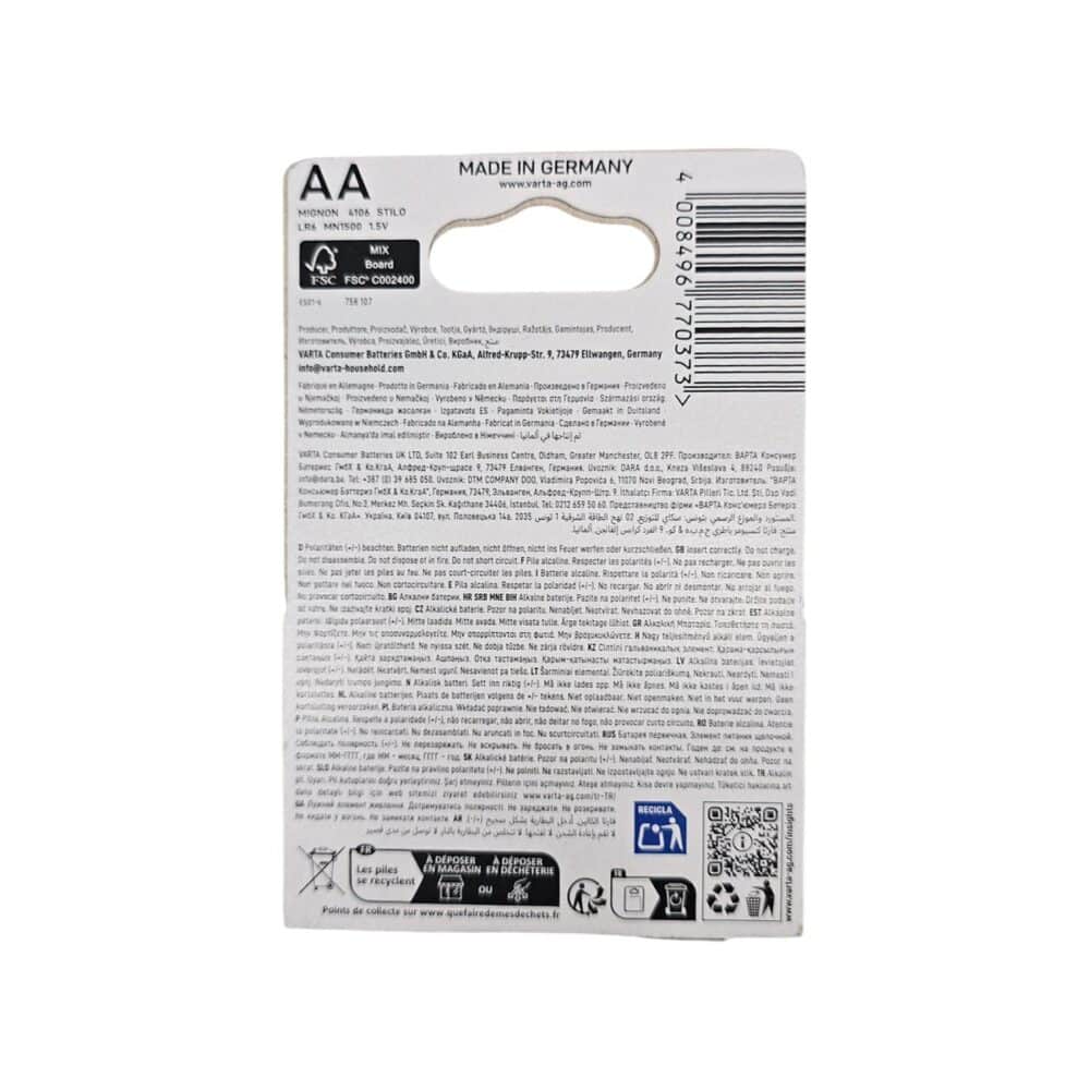 Baterii alcaline VARTA Energy AA, pachet cu 2 bucati