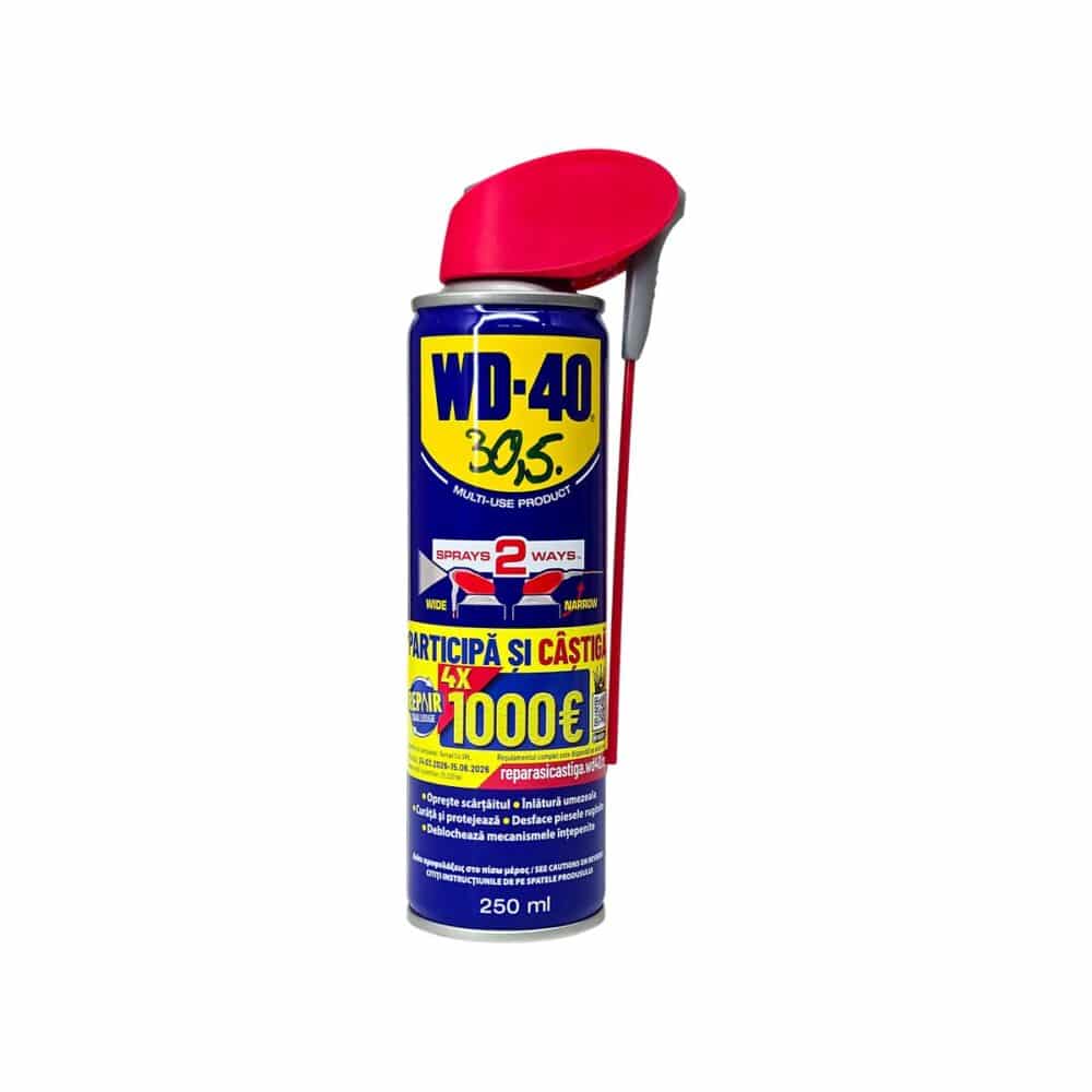 WD-40 lubrifiant multifuncțional 250ml, ideal pentru întreținere și reparații