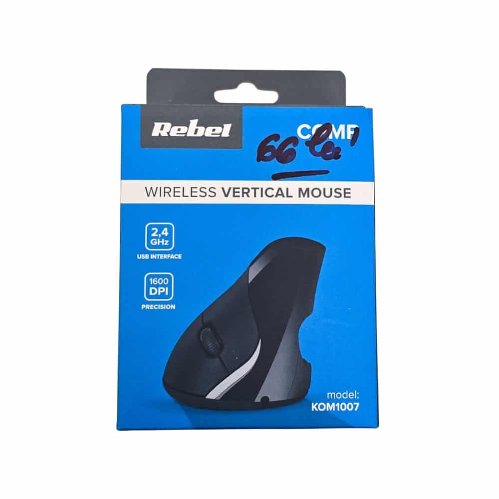 Rebel șoarece vertical wireless negru, ergonomic pentru confort sporit
