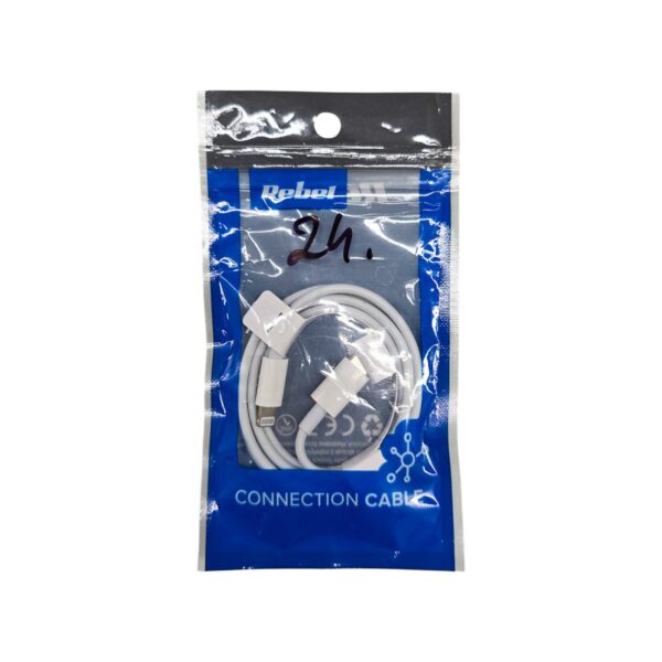 Cablu USB Rebel tip C - Lightning, alb, 100 cm