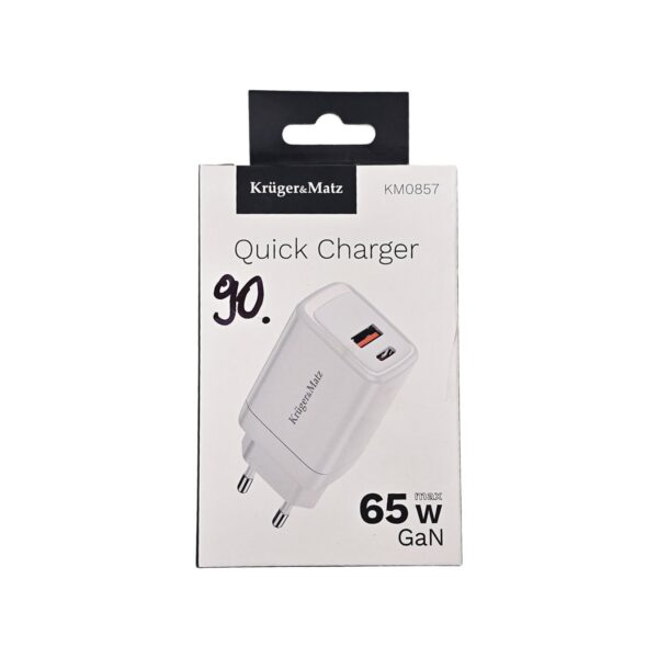 Încărcător rapid Kruger&Matz KM0857, alb, cu porturi USB