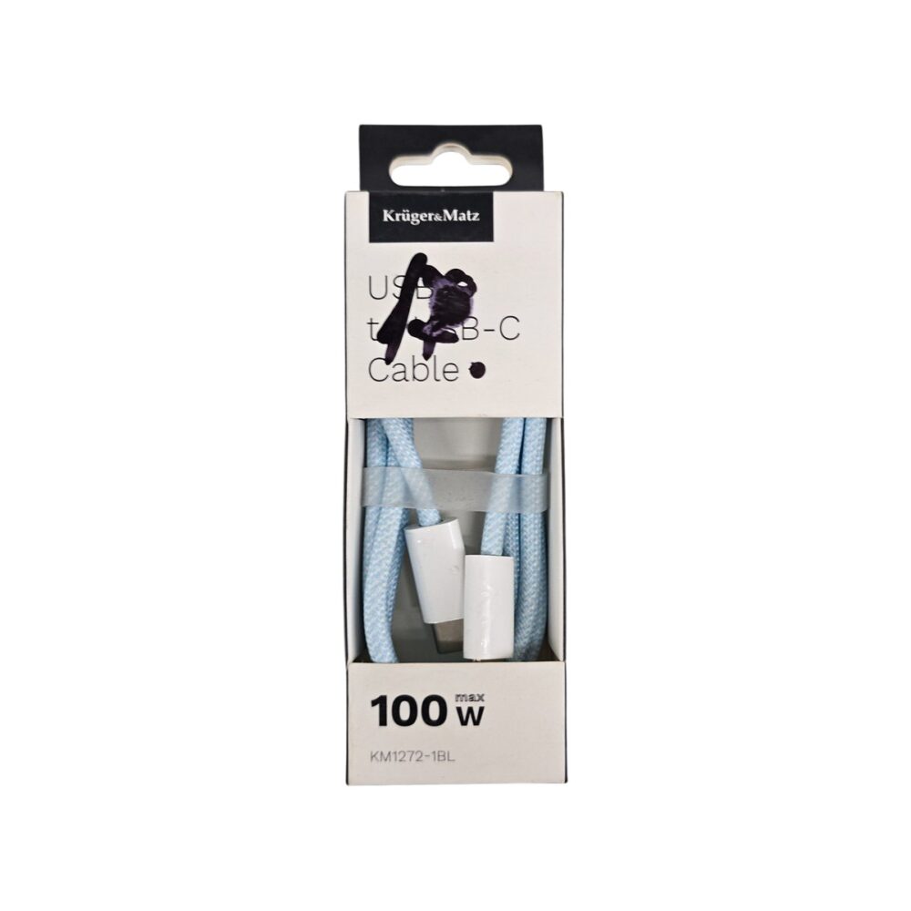 Cablu USB-C Kruger&Matz albastru pentru încărcare și transfer date