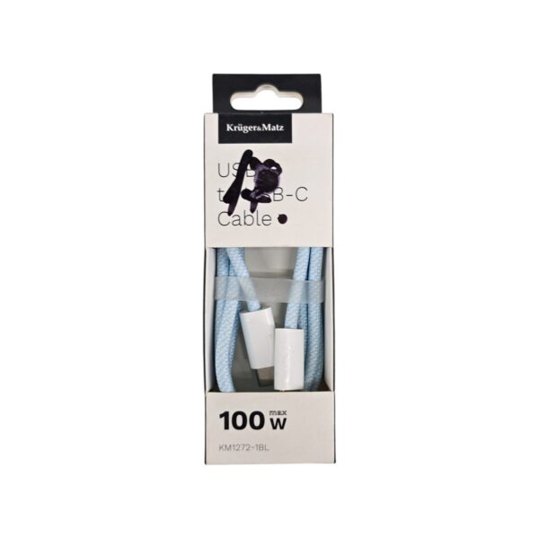 Cablu USB-C Kruger&Matz albastru pentru încărcare și transfer date
