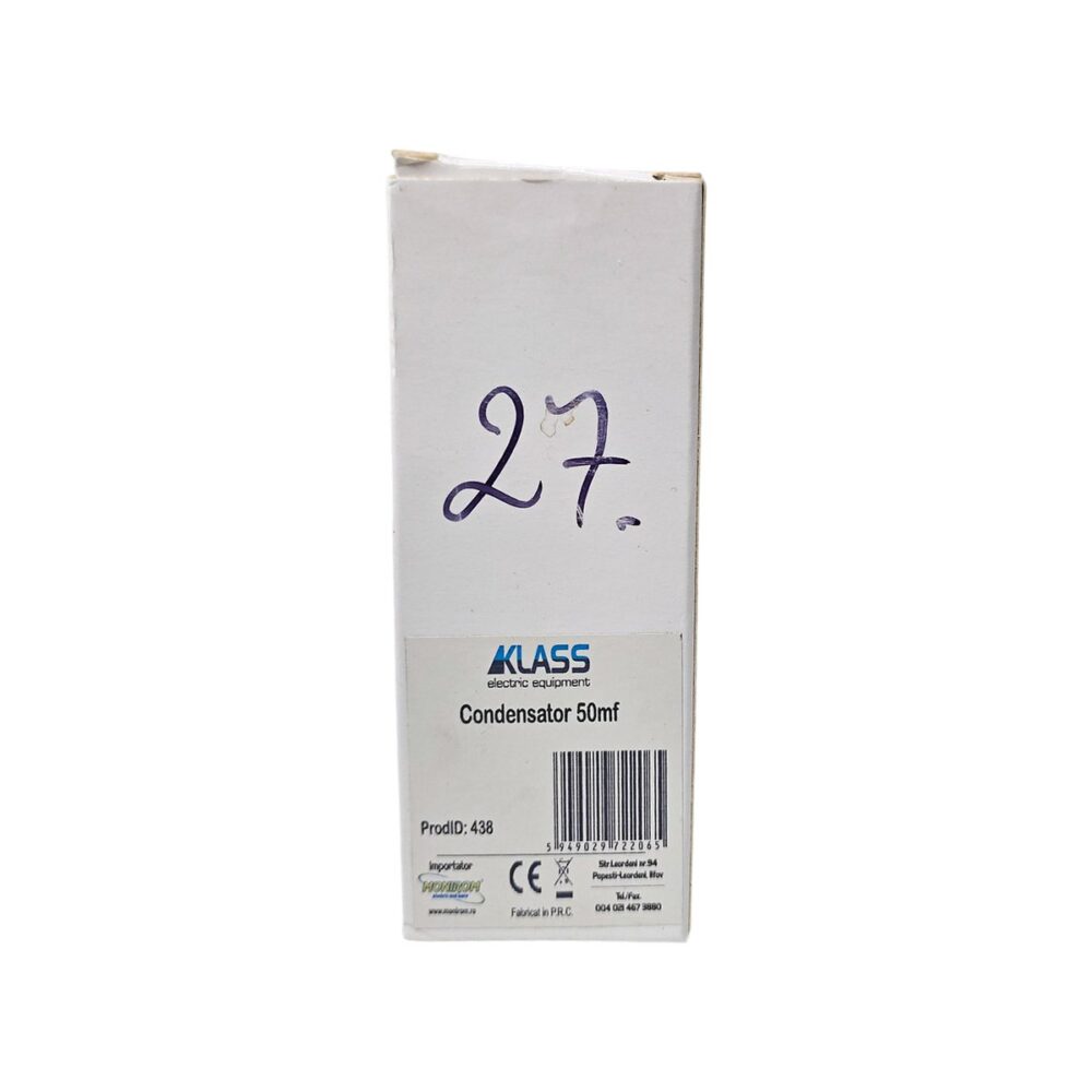 Condensator KLASS 50µF, pentru aplicații electronice și circuite.