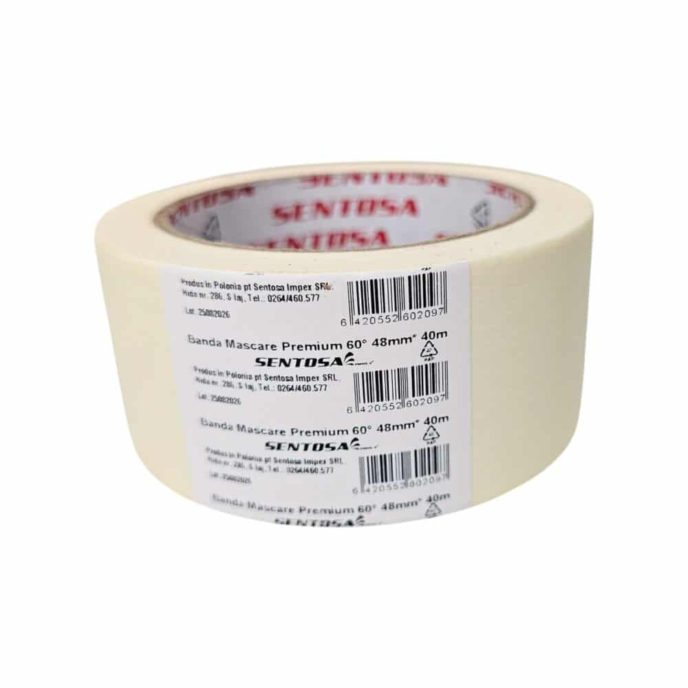 Banda mascare premium SENTOSA, alba, 48mm x 40m pentru vopsire si renovare