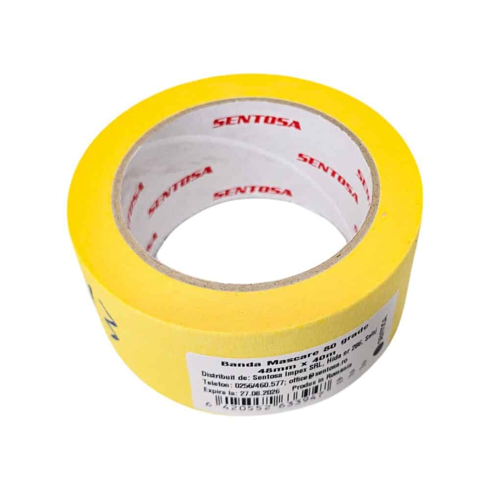 Banda mascare galbenă Sentosa, 48mm x 40m, pentru protecție vopsire