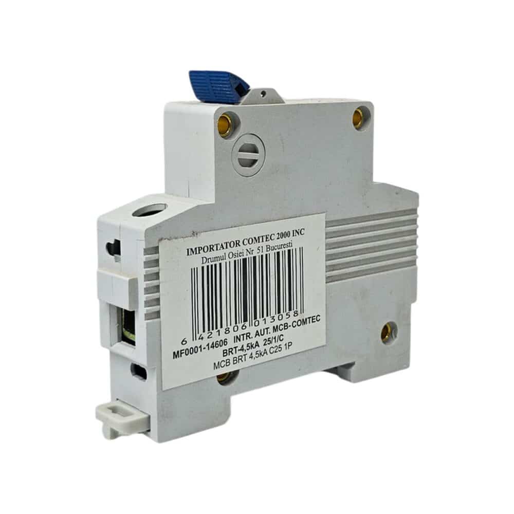 Întrerupător automat monopolar COMTEC MCB-C25/1P pentru protecție electrică