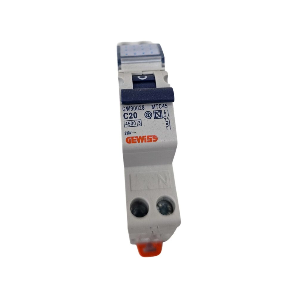 Întrerupător automat GEWISS GW90028 C20 MTC-45 alb pentru instalații electrice