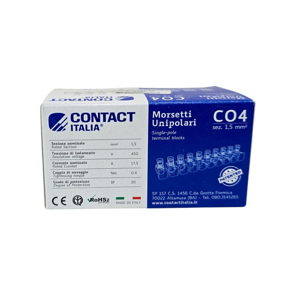 Cleme de conexiune unipolare CONTACT ITALIA Morsetti C04 pentru șină DIN